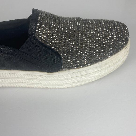 Skechers Shoes Womens 6 Double Up Shiny Dancer 801 Black Casual Slip On Sneaker - Picture 4 of 16